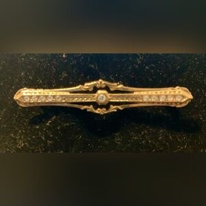 Antique Bar pin gold tone with Rhinestones
